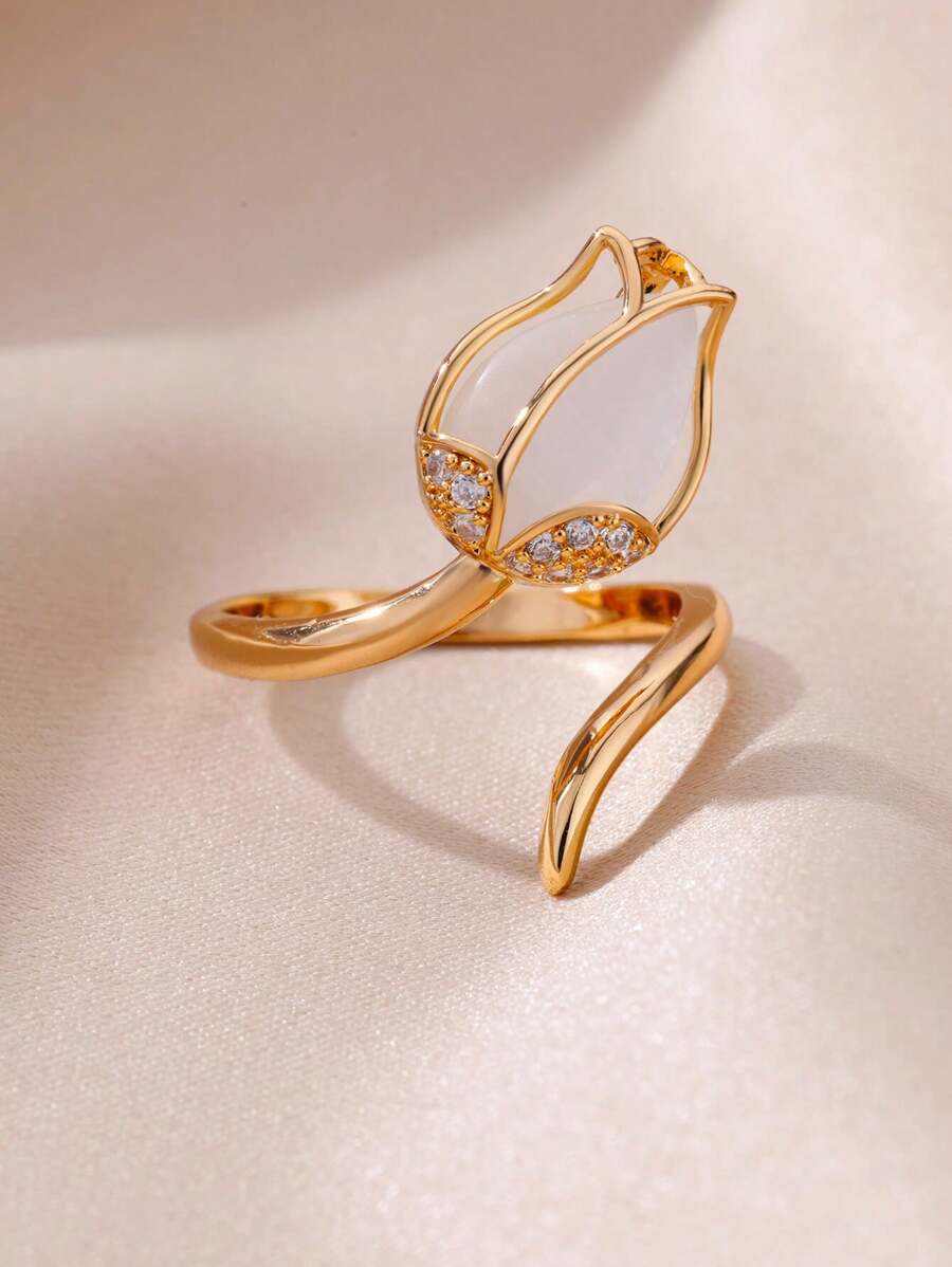 Anillo Flor Tulipan blanco