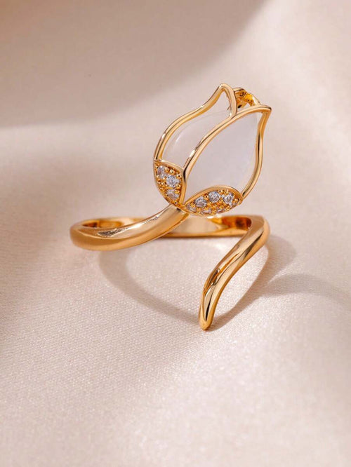 Anillo Flor Tulipan blanco