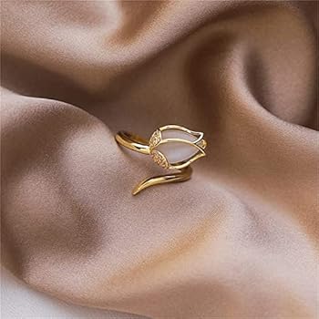 Anillo Flor Tulipan blanco